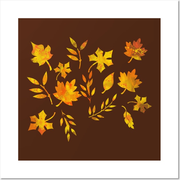 Watercolor Autumn Leaves Wall Art by Gingezel